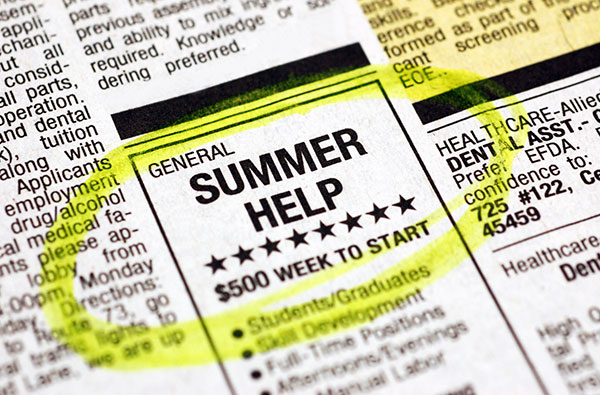 Newspaper advertisement for temporary job